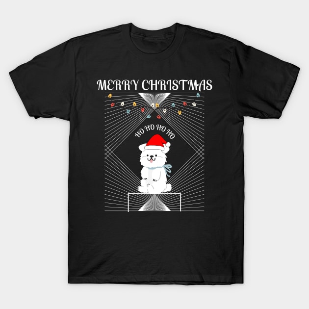 HO HO HO Merry Christmas Santa dog T-Shirt by Mr.Dom store